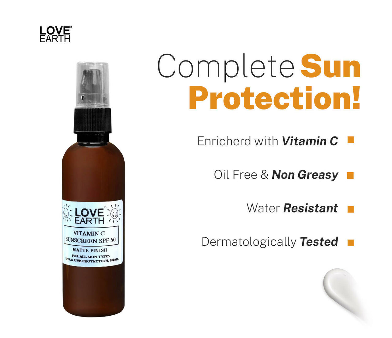 Love Earth Vitamin C – Sunscreen Spf 50 – Matte Finish - Distacart