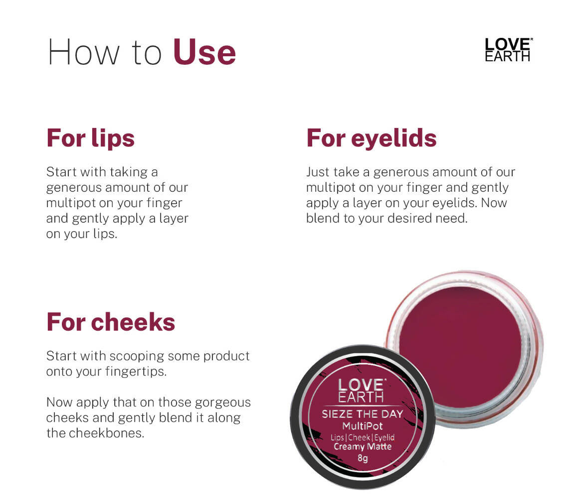 Love Earth Lip Tint & Cheek Tint Multipot-Sieze The Day - Distacart