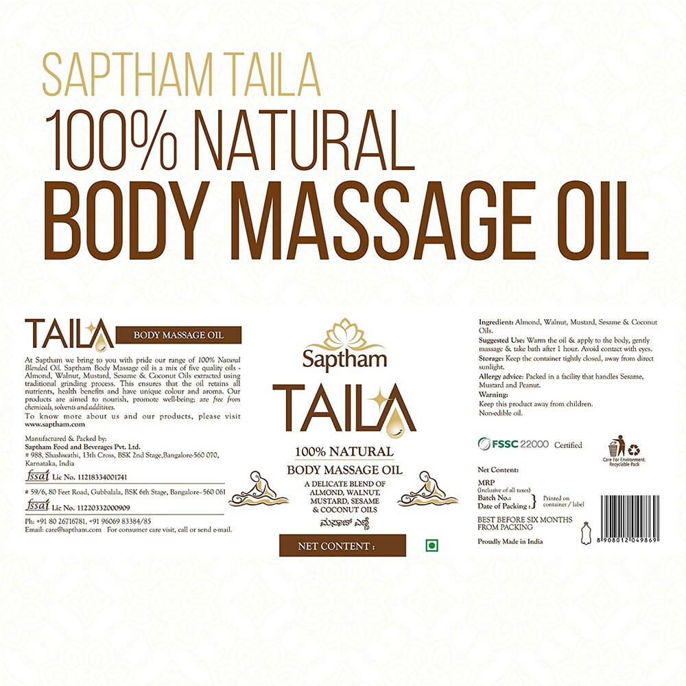 Saptham Taila 100% Natural Body Massage Oil - Distacart