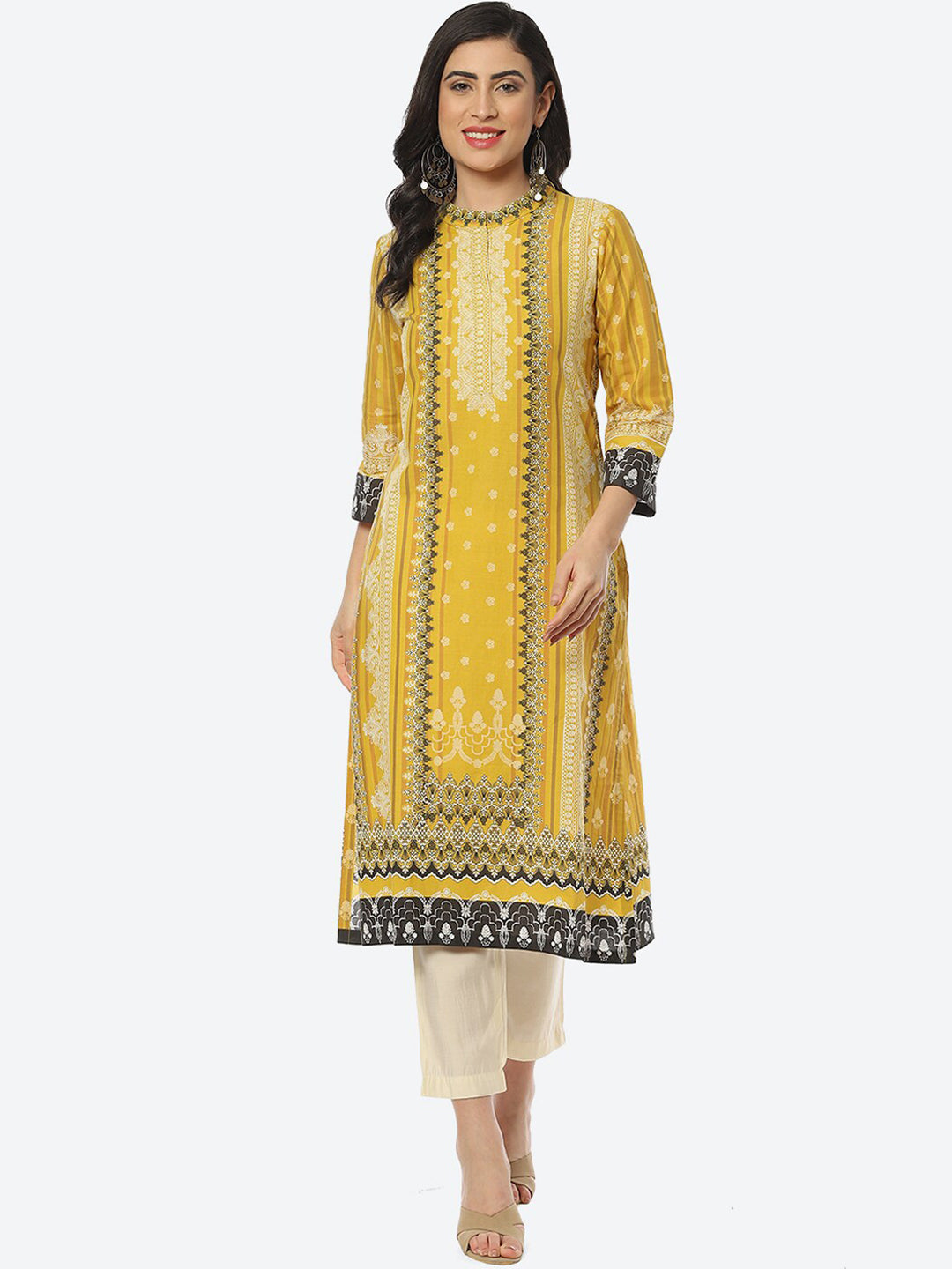 Biba Women Ethnic Motif Printed Cotton Kurta - Distacart