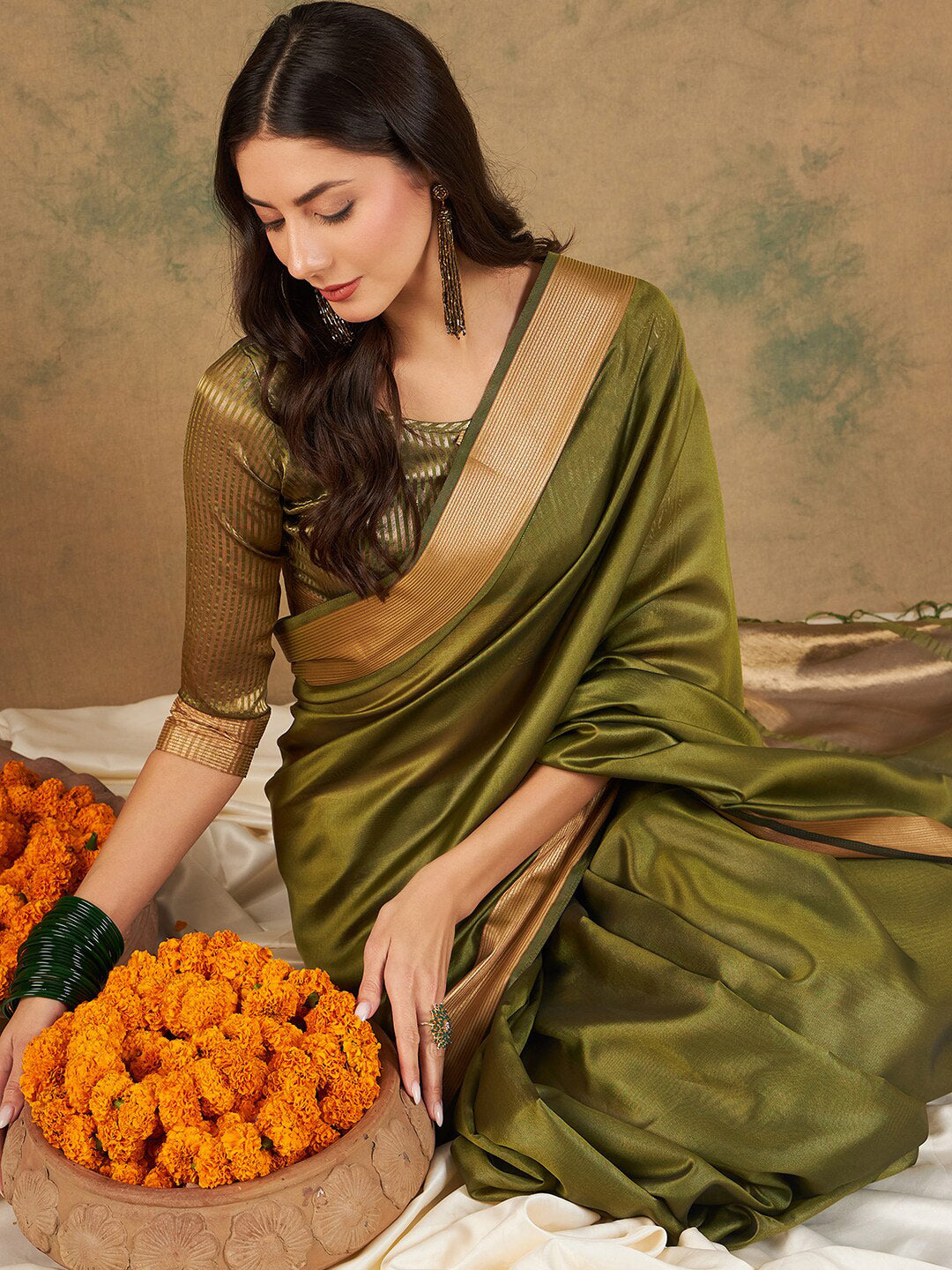 Sangria Woven Design Organza Sarees - Distacart