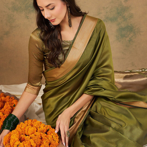 Sangria Woven Design Organza Sarees - Distacart