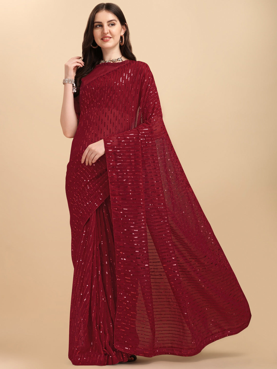 Kalini Embellished Sequinned Pure Georgette Saree - Distacart