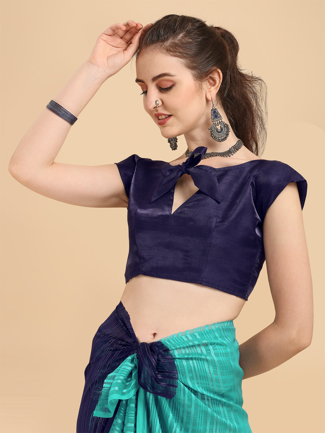 Kalini Blue Striped Zari Saree - Distacart