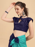 Thumbnail for Kalini Blue Striped Zari Saree - Distacart