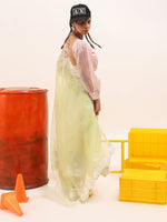 Thumbnail for Tikhi Imli Green Floral Embroidered Organza Saree - Distacart