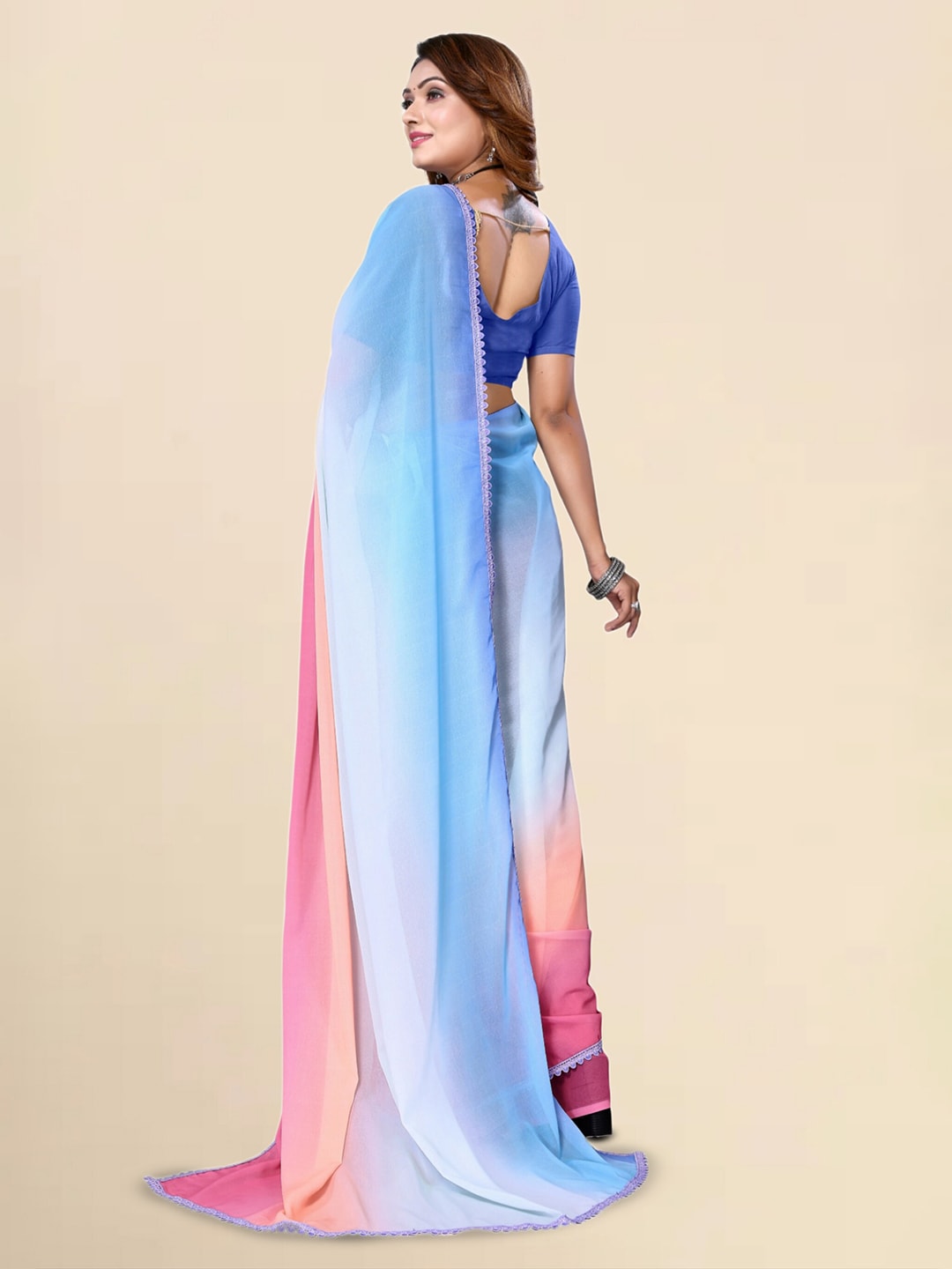 Mitera Ombre Printed Pure Georgette Saree With Blouse Piece - Distacart
