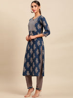 Thumbnail for Sangria Women Ethnic Motifs Printed Gotta Patti Pure Cotton Kurta with Trousers - Distacart