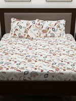 Thumbnail for Story@home White & Yellow Ethnic Motifs Cotton 186 TC Queen Bedsheet With 2 Pillow Covers - Distacart