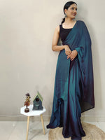 Thumbnail for Mitera Blue Ombre Dyed Ready To Wear Saree - Distacart