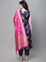 Thumbnail for Kalini Floral Printed V-Neck Kurta with Trousers & With Dupatta - Distacart