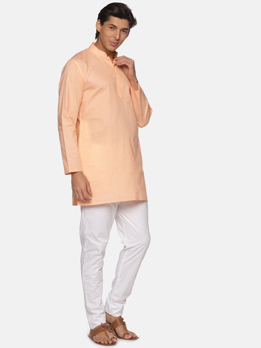Sethukrishna Men Orange Pure Cotton Kurta with Pyjamas - Distacart