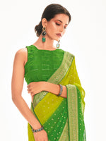 Thumbnail for Saree Mall Green & Yellow Ethnic Motifs Embroidered Silk Blend Mangalagiri Sarees - Distacart