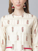 Thumbnail for Khushal K Women Cream-Coloured & Brown Printed Kurta with Salwar - Distacart