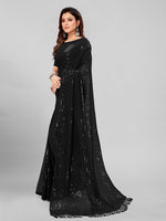 Thumbnail for Mitera Black Sequin Embellished Pure Georgette Saree - Distacart