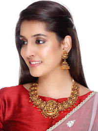 Thumbnail for Aadita Women Gold-Toned & Plated Temple Choker Jewellery Set - Distacart