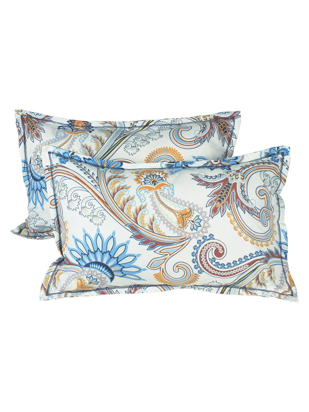 Story@home Blue & Cream-Coloured Ethnic Motifs 180 TC Queen Bedsheet With 2 Pillow Covers - Distacart
