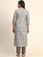 Thumbnail for Kalini Floral Printed Round Neck Kurta with Trousers - Distacart