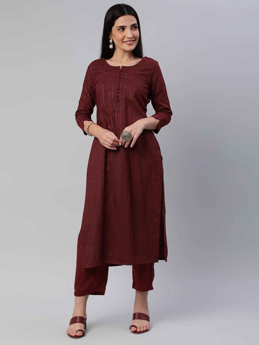 Kalini Women Self Design Pure Cotton Kurta With Trousers - Distacart