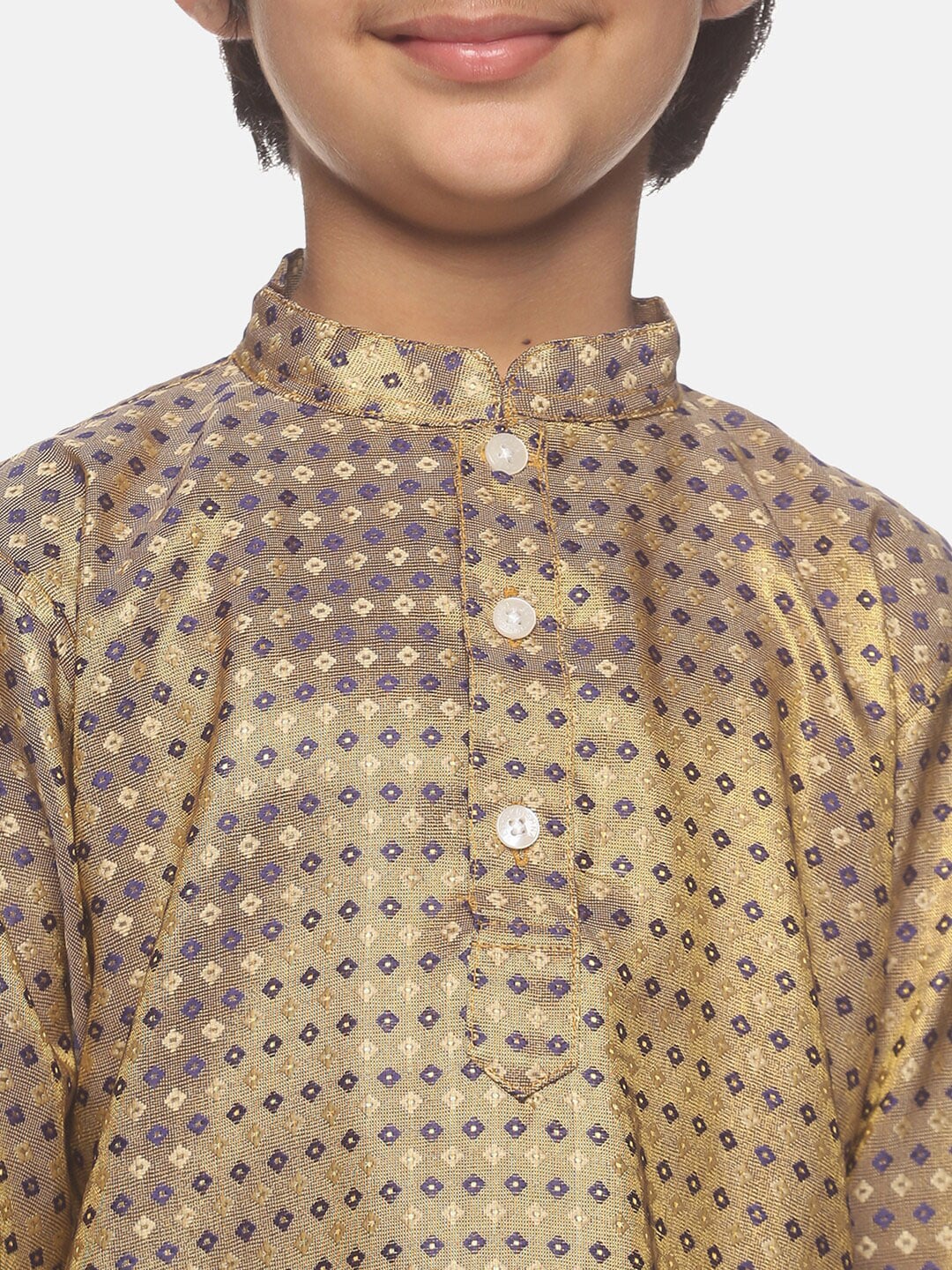 Sethukrishna Boys Gold-Toned Embroidered & Embellished Kurta With Pyjamas - Distacart