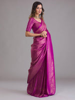 Thumbnail for Koskii Purple & Gold-Toned Woven Design Zari Saree - Distacart