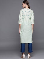 Thumbnail for Biba Women Green & Blue Printed Straight Kurta - Distacart