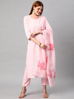 Thumbnail for Kalini Women Pink Kurta with Trousers & With Dupatta - Distacart