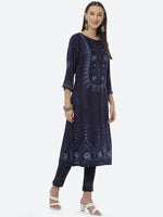 Thumbnail for Biba Women Navy Blue Ethnic Printed Kurta - Distacart