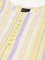 Thumbnail for Kalini Women Striped Pure Cotton Kurta With Trousers - Distacart