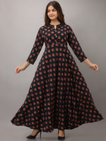 Thumbnail for Kalini Women Navy Blue & Red Ethnic Motifs Printed Kurta - Distacart