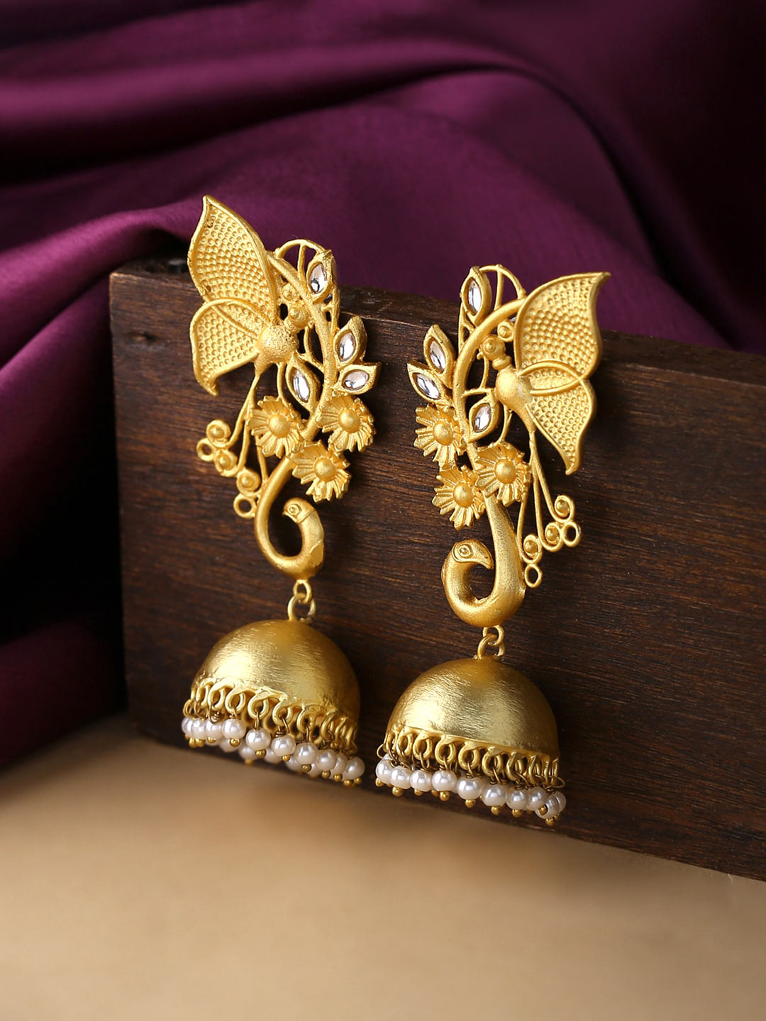 Yellow Chimes Gold-Plated Dome Shaped Jhumkas Earrings - Distacart
