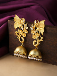 Thumbnail for Yellow Chimes Gold-Plated Dome Shaped Jhumkas Earrings - Distacart