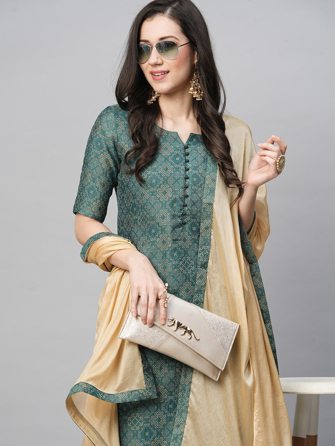 Kalini Ethnic Motifs Printed Kurta with Trousers & With Dupatta - Distacart
