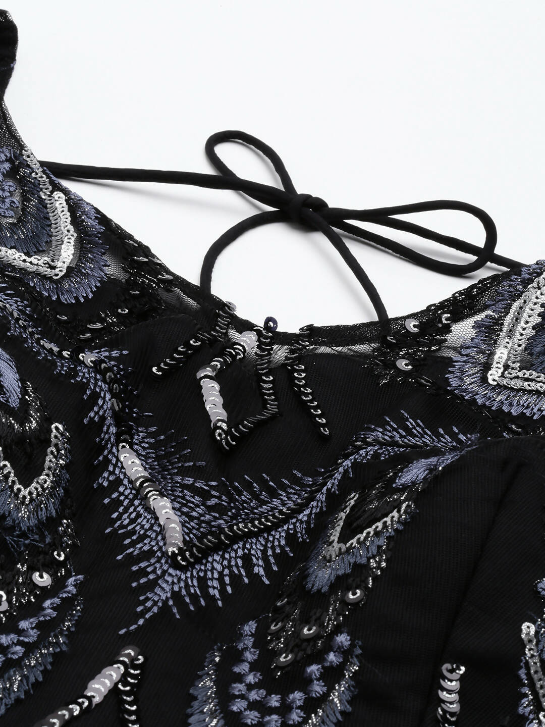 House of Panchhi Women Black Net Sequins Embroidered Lehenga & Blouse with Dupatta - Distacart