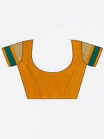 Thumbnail for Saree Mall Mustard & Green Silk Cotton Colourblocked Kanjeevaram Saree - Distacart