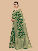 Thumbnail for Kalini Green & Gold-Toned Woven Design Silk Blend Banarasi Saree - Distacart