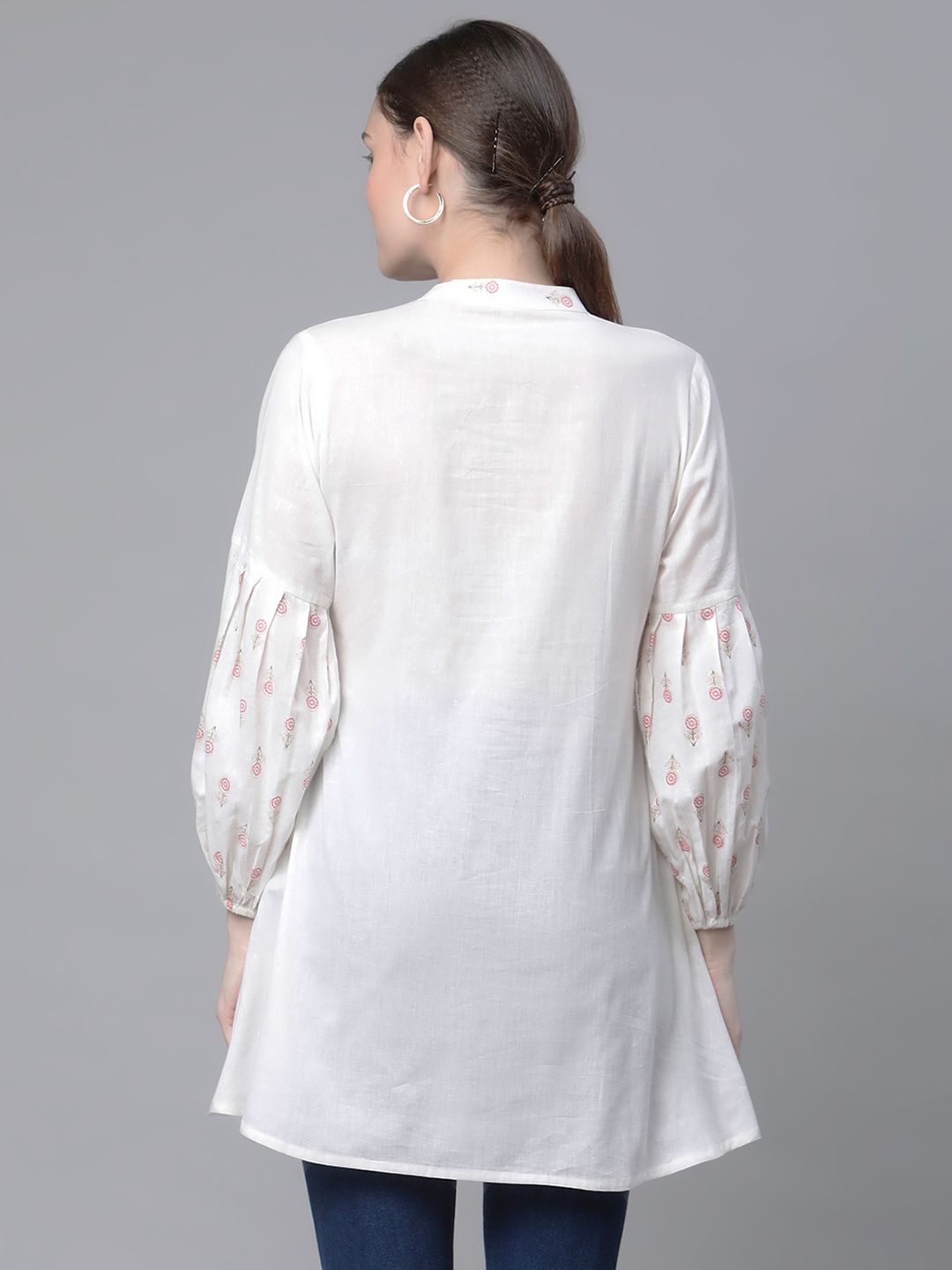 Ahalyaa Women Off White Pure Cotton Printed Tunic - Distacart
