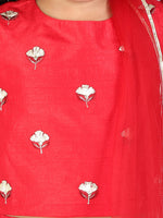 Thumbnail for Lil Drama Girls Choli With Ghaghra & Dupatta Set - Red - Distacart