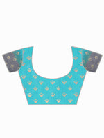 Thumbnail for Kalini Turquoise Blue & Grey Floral Printed Designer Saree - Distacart