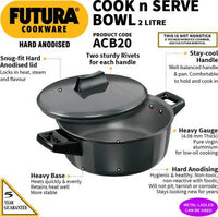 Thumbnail for Hawkins Futura Hard Anodised Cook-n-Serve Bowl Handi 2 L with Lid (ACB20) - Distacart