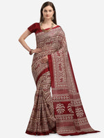 Thumbnail for Kalini Maroon & Cream-Coloured Khadi Silk Kalamkari Saree - Distacart