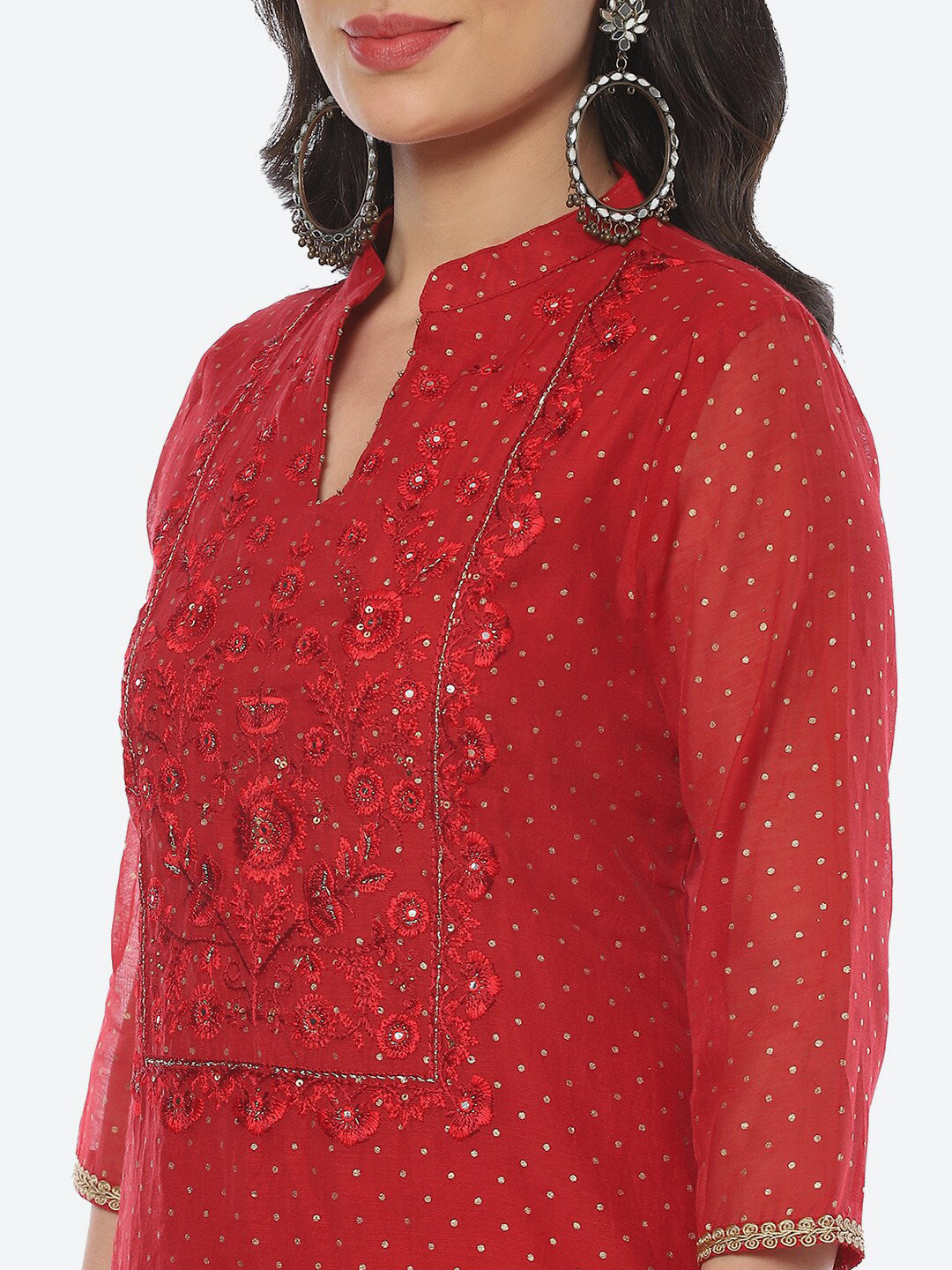 Biba Women Polka Dots Printed Thread Work Kurta - Distacart