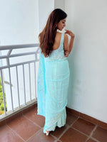 Thumbnail for Mitera Blue Embellished Sequinned Saree - Distacart