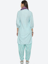 Thumbnail for Biba Geometric Printed Kurta With Salwar & Dupatta - Distacart
