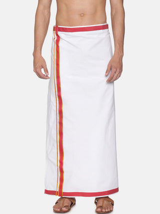 Sethukrishna Men White Solid Cotton Readymade Dhoti - Distacart