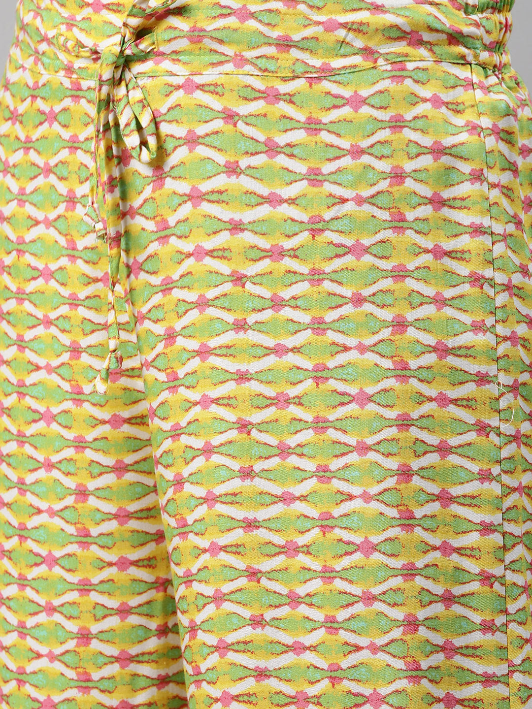 Biba Women Yellow & Pink Printed Kurta with Trousers - Distacart