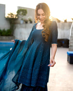 Thumbnail for Malishka Women's Blue Embroidered Cotton Kurta Sharara Set With Dupatta - Blue - Distacart