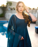 Thumbnail for Malishka Women's Blue Embroidered Cotton Kurta Sharara Set With Dupatta - Blue - Distacart
