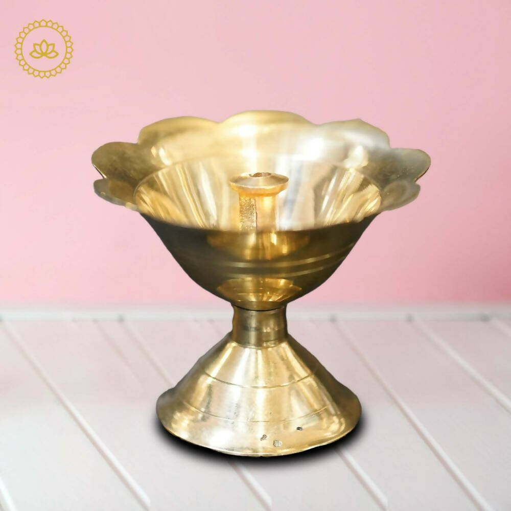 Brass Designed Diya with Stand - Distacart