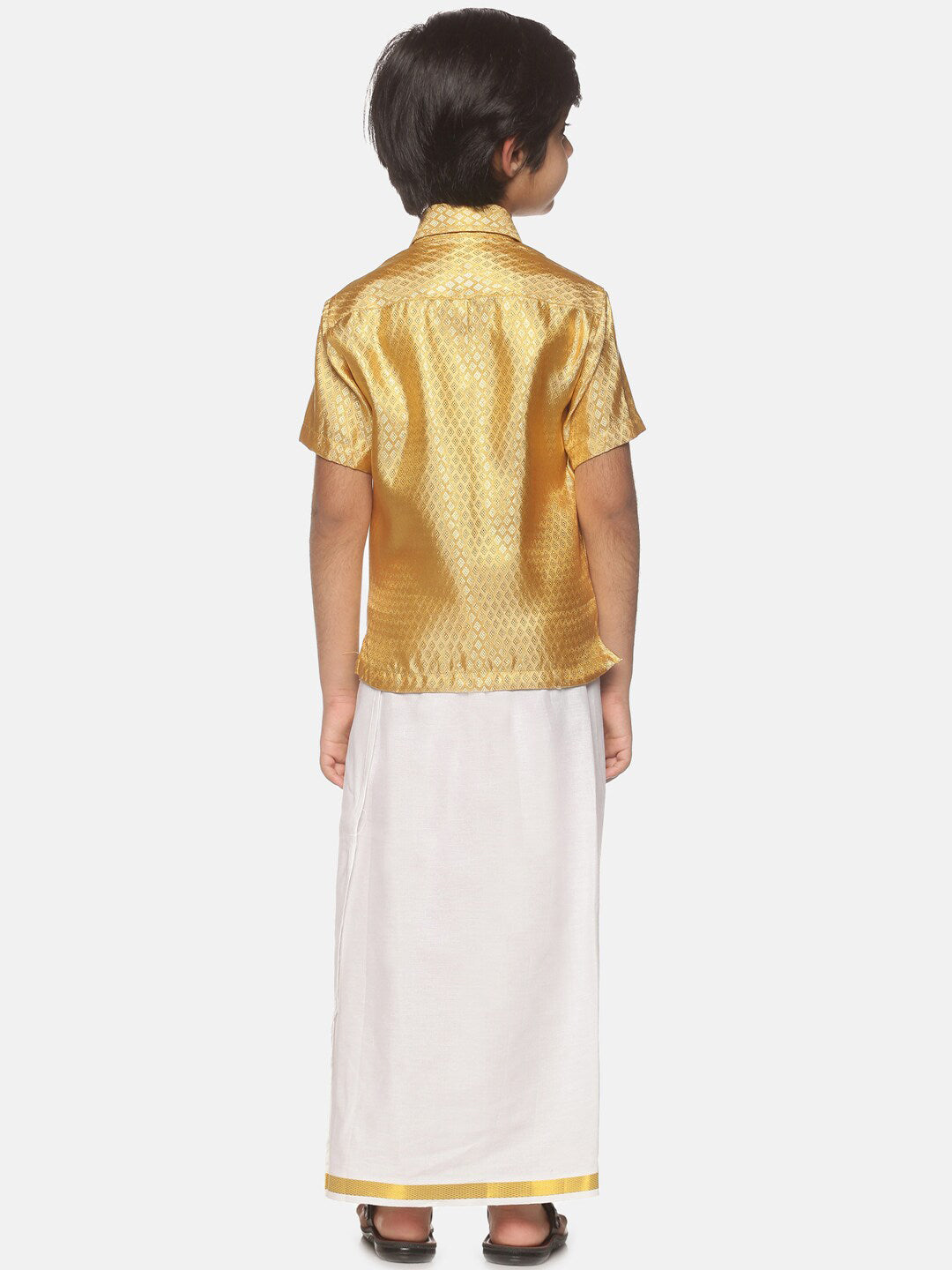 Sethukrishna Boys Golden & White Shirt with Dhoti - Distacart
